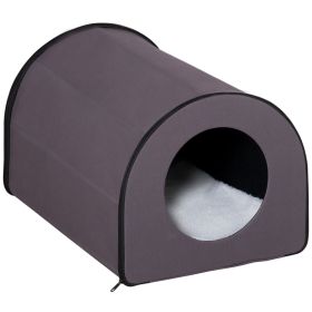 PawHut Heated Cat House Outdoor Portable Heated Cat Houses, Elevated Waterproof and Insulated A Safe Pet House Stay Warm and Dry Brown