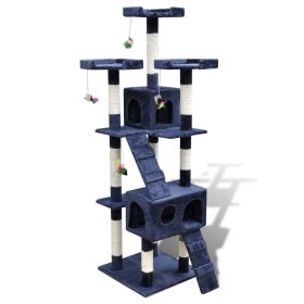 Cat Tree Cat Scratching Post 67 inch 2 Condos Dark Blue