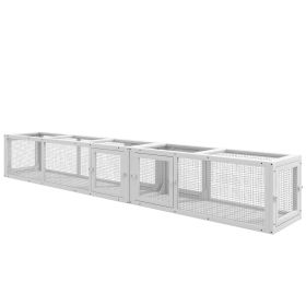 PawHut Wooden 98" Cat Tunnel for Outdoor with Combinable Design, 8 Doors, White