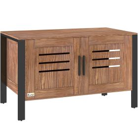 PawHut Cat Litter Box Enclosure with Tall Legs, Scratching Board, Dark Brown, 31.5"L x 17.7"W x 19.7"H