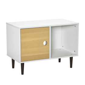 PawHut Wooden Cat House with Soft Cushion, Decorative Kitten Condo Side Table, Elevated Pet House with Storage Space