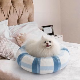 MEWOOFUN Plush Round Cat Bed For Indoor Cats - Calming Washable Pet Bed With Non-Slip Bottom, Soft Fluffy Dog Bed For Puppy & Kitten, 23 Inch Blu (Option: WP160)