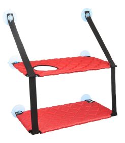 Pet Life 'Cat Laze' Suction Cupped Dual-Leveled Kitty Cat Lounger (Color: Red)