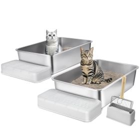 VEVOR 6 in Deep Cat Litter Box Odor-Free Litter Box with Filtering Foot Board (Default: Default)